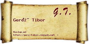 Gerő Tibor névjegykártya